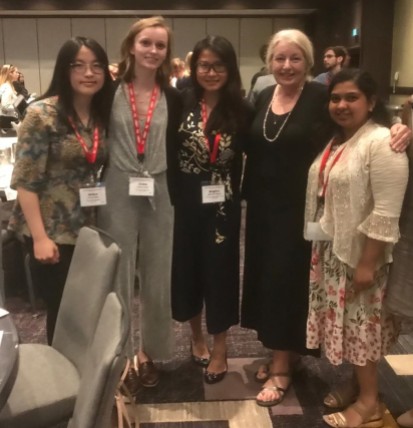 Lab members, Grace D, Claire P, Brigitta Y, and Shijina M with Dr. Annie Donoghue, one of my mentors and a PSA Fellow.