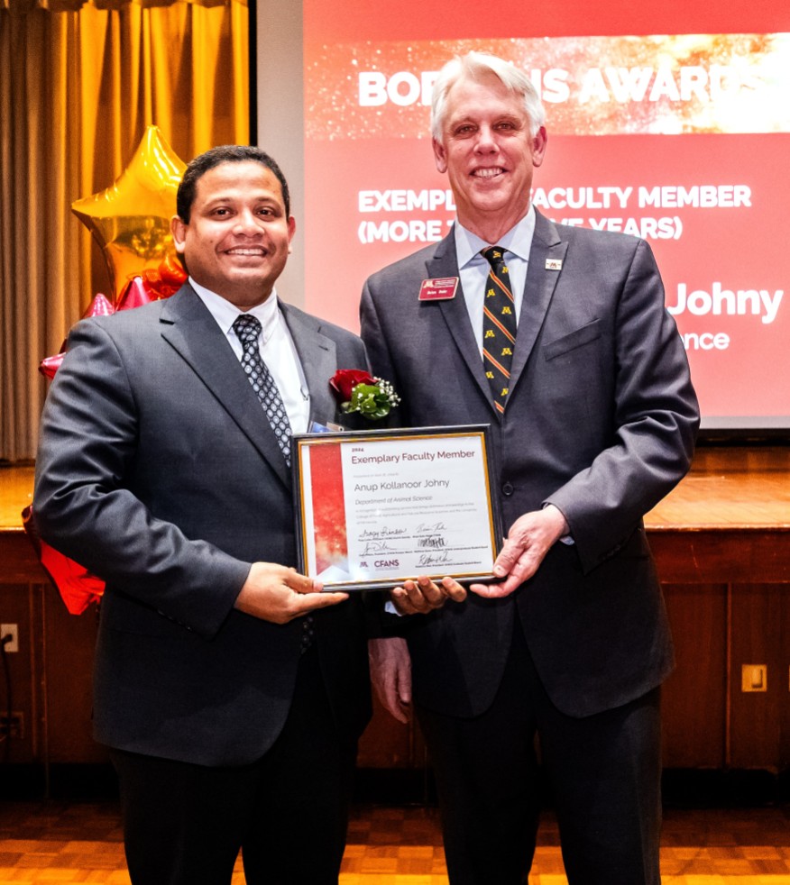 Anup Johny_With Dean Buhr_Exemplary Faculty Member_Borealis